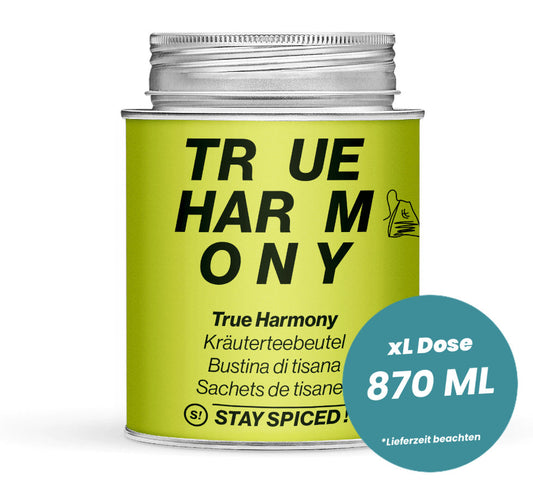 True Harmony Teemischung in der grossen XL-Dose (870ml) von STAY SPICED!