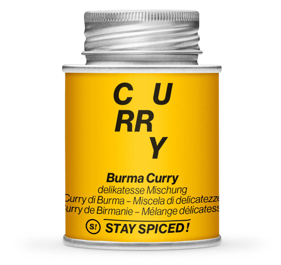 Delikatess Burma Curry - Geschlossene Gelb Gewürzdose von STAY SPICED!