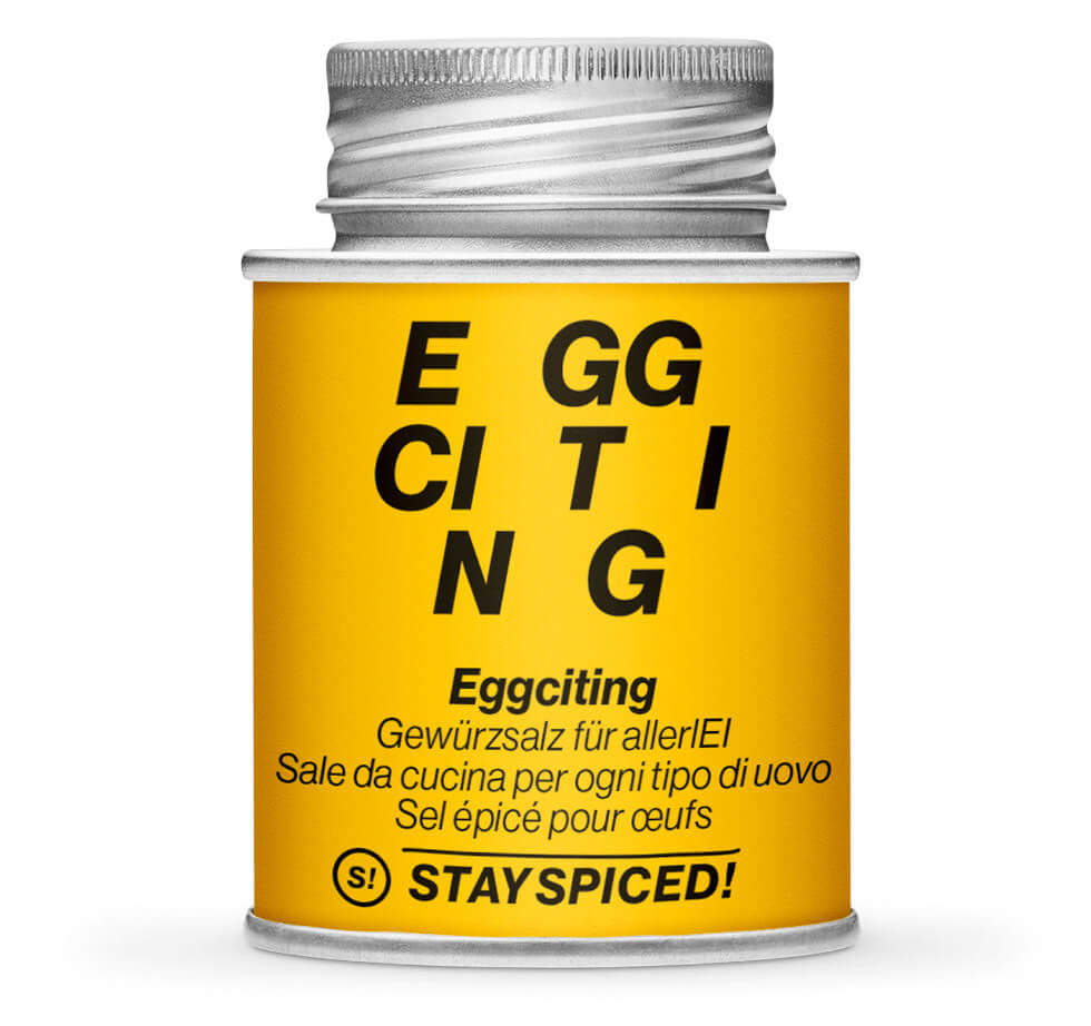 Eggciting Gewürzsalz - Geschlossene gelbe Gewürzdose von STAY SPICED
