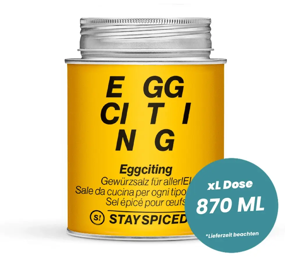 Eggciting Gewürzsalz in der grossen XL-Dose (870ml) von STAY SPICED!