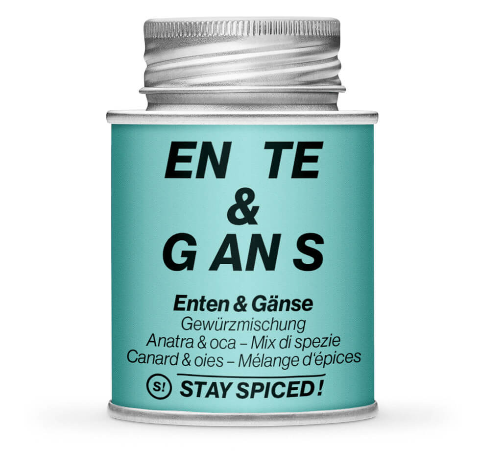 Enten- und Gänse Gewürz - Geschlossene hellblaue Gewürzdose von STAY SPICED