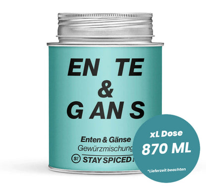 Enten- und Gänse Gewürz in der grossen XL-Dose (870ml) von STAY SPICED !