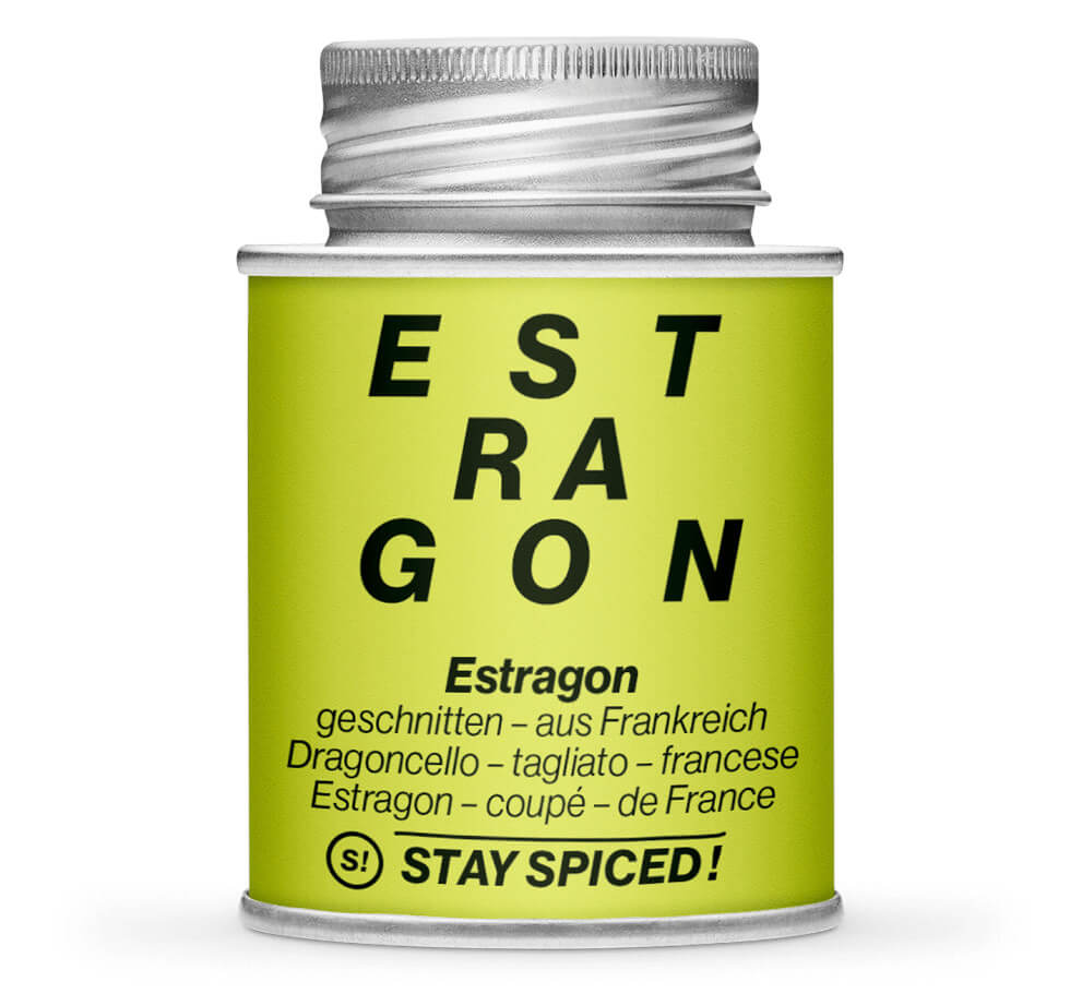 Hellgrüne Gewürzdose mit Estragon geschnitten - französisch von STAY SPICED! bei Chefkoch-Gewürze
