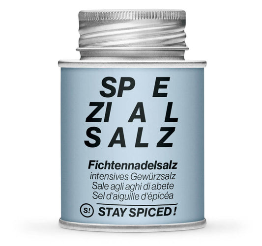 Fichtennadel-Salz - Geschlossene hellblaue Gewürzdose von STAY SPICED