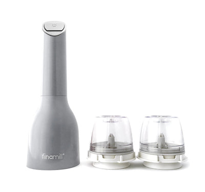 FinaMill – Pfeffermühle & Gewürzmühle in einem. 1 Mühle Stein-Grau, 2 Pods