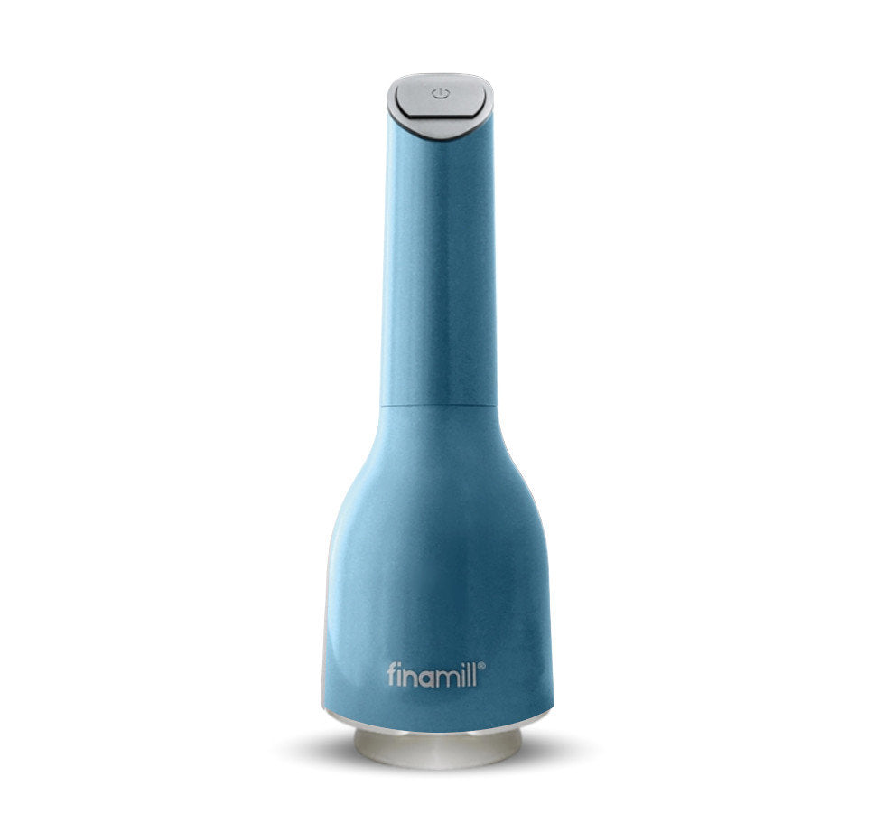 Elegantes und hochwertiges Design der batteriebetriebenen FinaMill Gewürzmühle in der Premium-Farbe Navy Blue