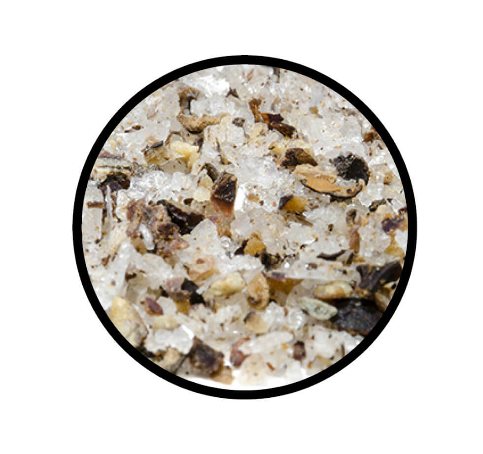 Fleur de Sel Drei Pfeffer - Detaillierte Nahaufnahme der Textur / Struktur.
