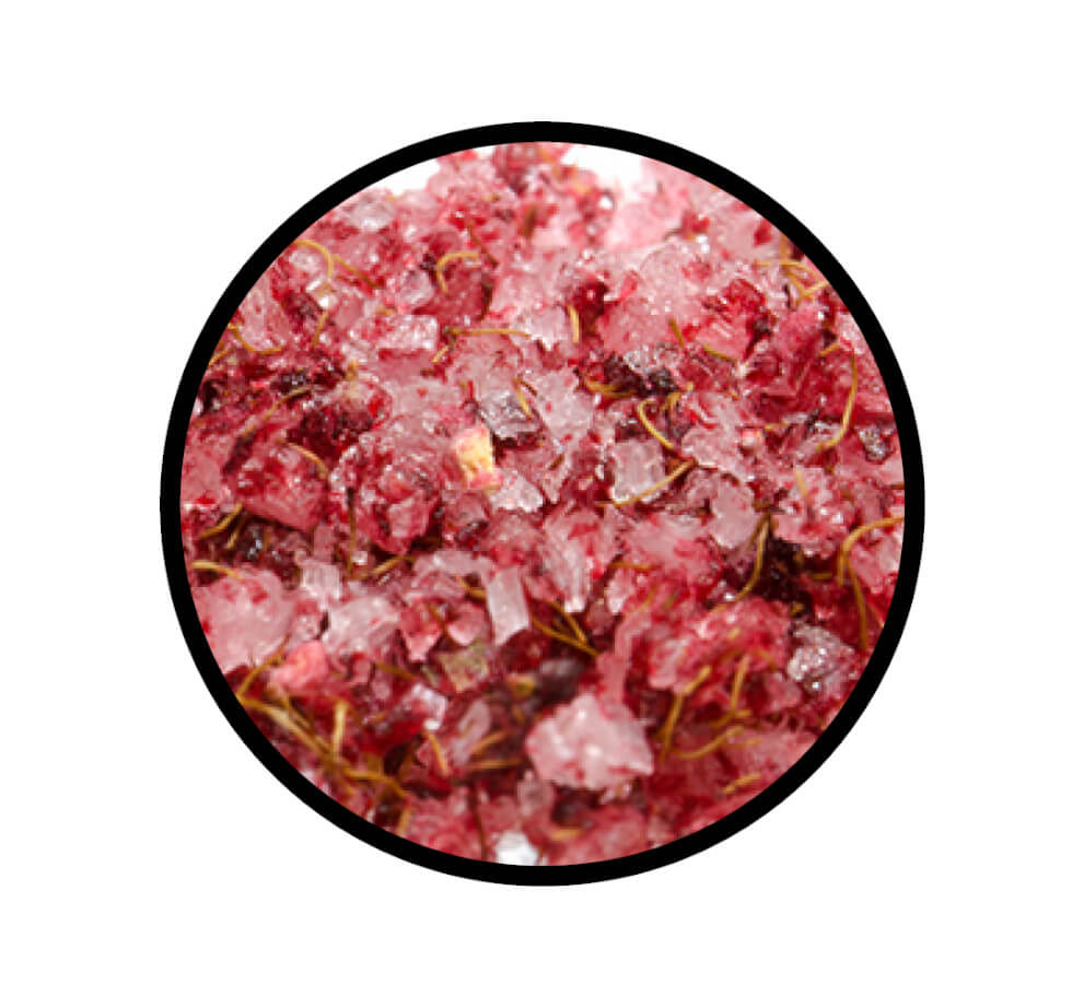 Fleur de Sel Himbeer - Detaillierte Nahaufnahme der Textur / Struktur