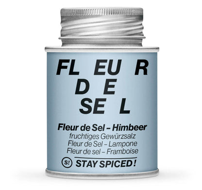 Fleur de Sel Himbeer - Geschlossene hellblaue Gewürzdose von STAY SPICED