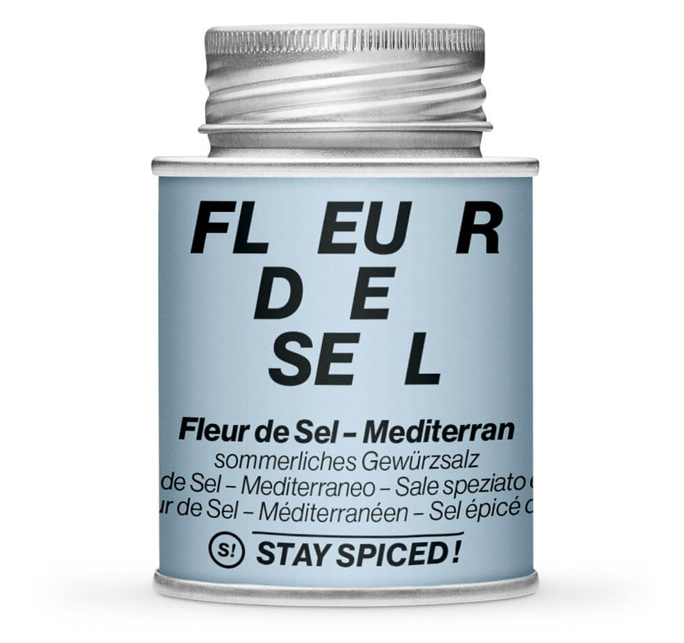 Fleur de Sel Mediterran - Geschlossene hellblaue Gewürzdose von STAY SPICED