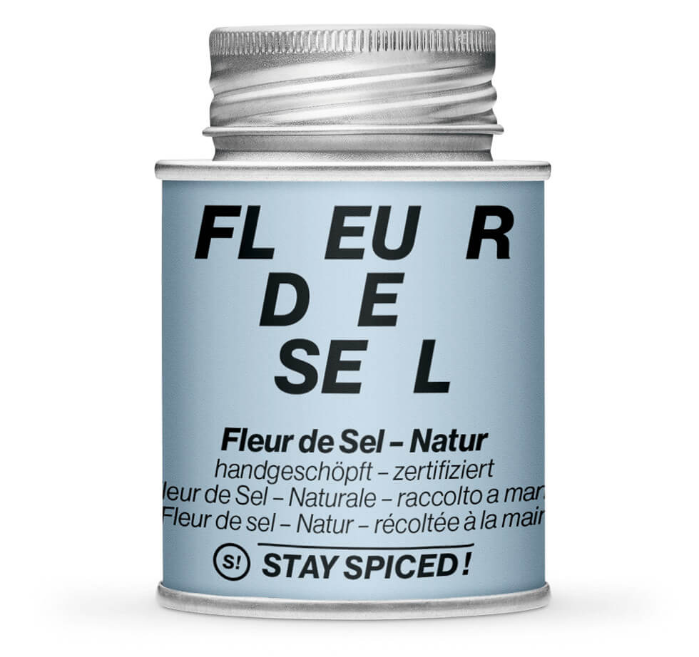Fleur de Sel Natural - Geschlossene hellblaue Gewürzdose von STAY SPICED