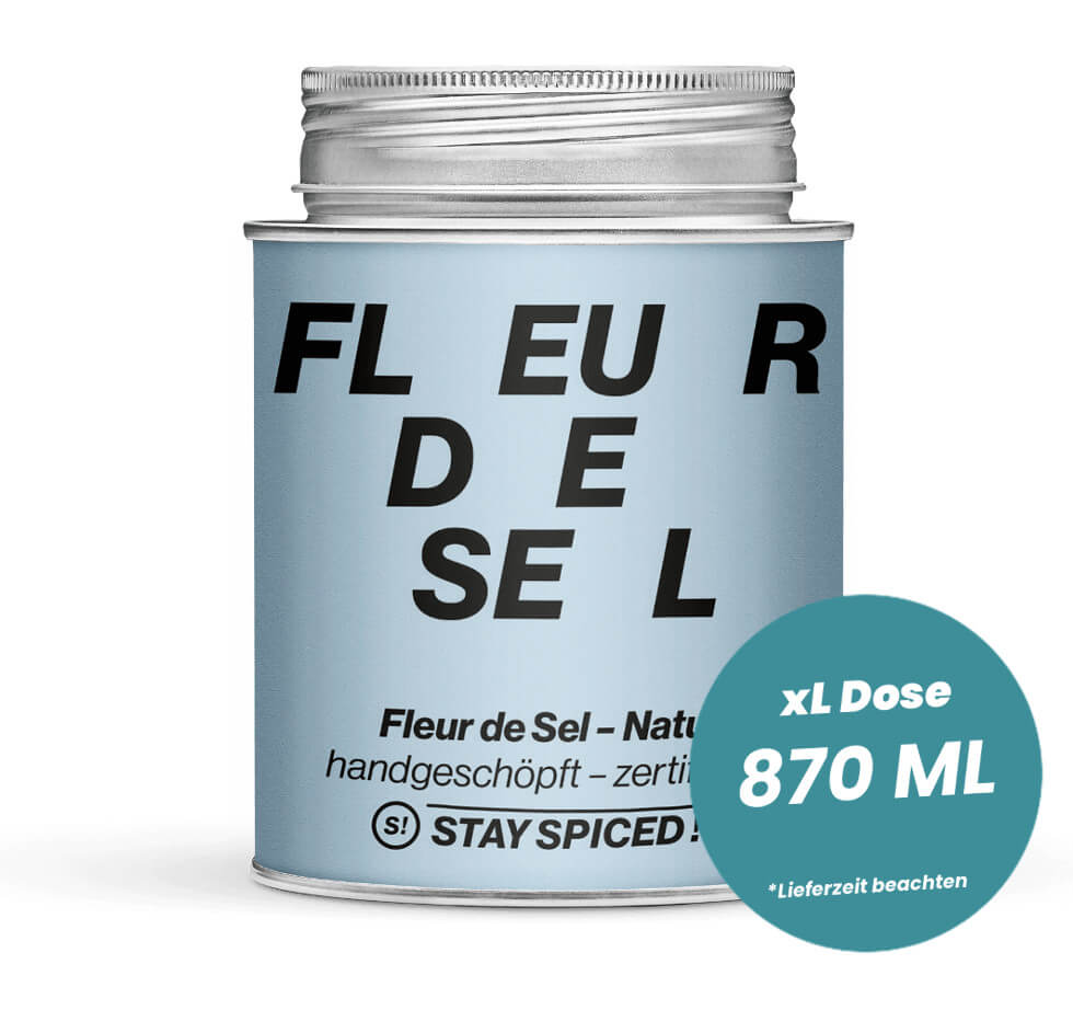 Fleur de Sel Natural in der grossen XL-Dose (870ml) von STAY SPICED!