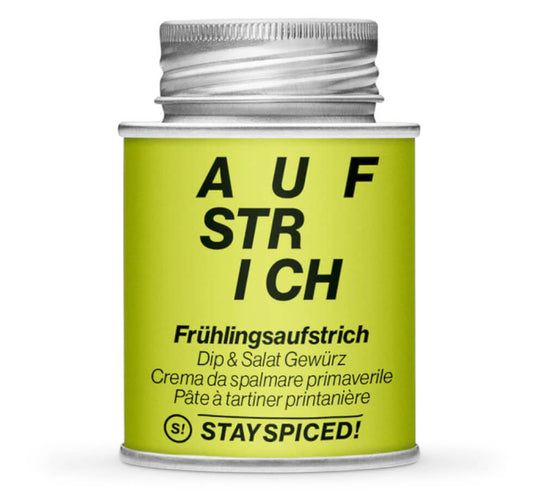 Frühlingsaufstrich Gewürz - Geschlossene hellgrüne Gewürzdose von STAY SPICED!