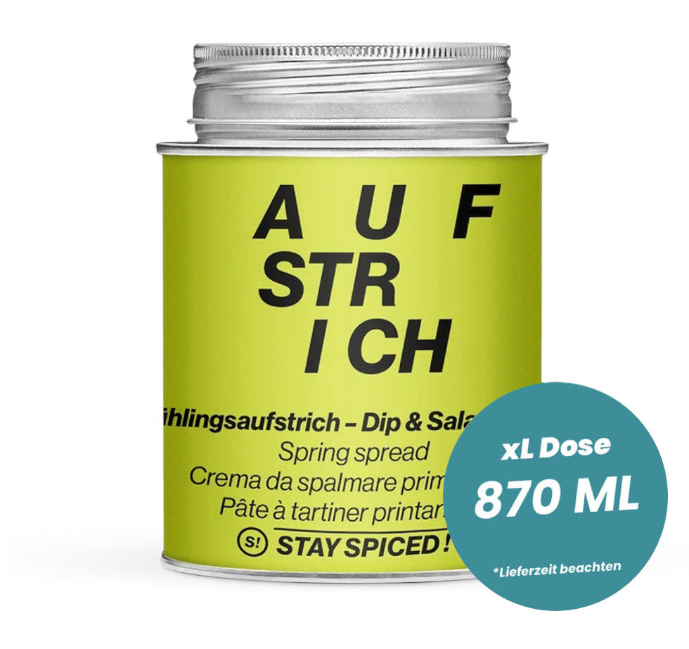 Frühlingsaufstrich Gewürz in der grossen XL-Dose (870ml) von STAY SPICED!