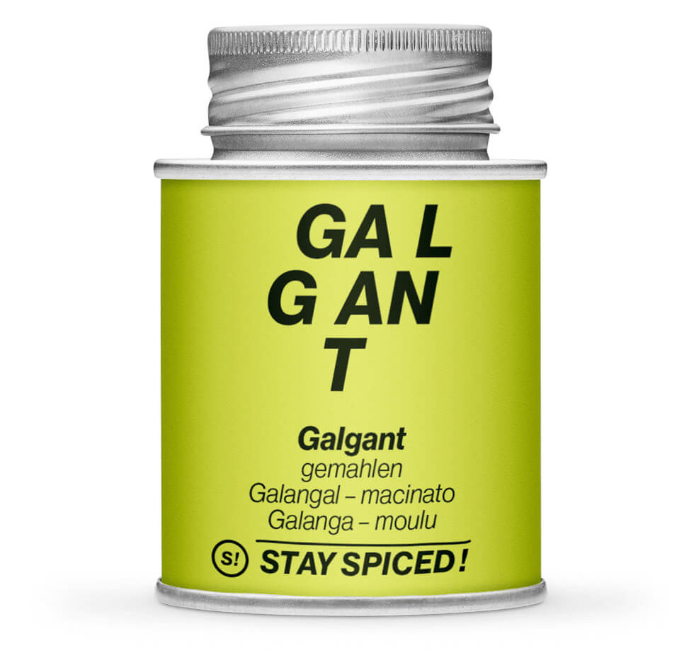 Hellgrüne Gewürzdose mit Galgant - Fieberwurzel - gemahlen von STAY SPICED! bei Chefkoch-Gewürze