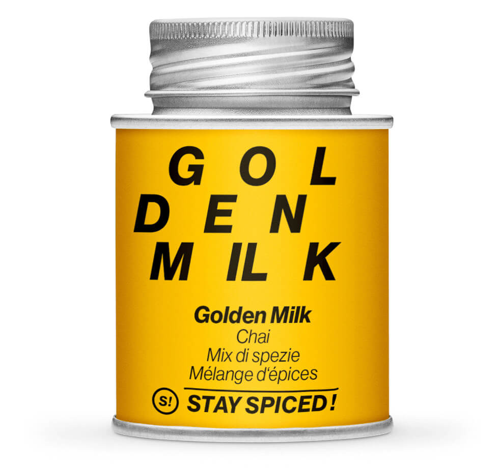 Golden Milk Chai - Geschlossene gelbe Gewürzdose von STAY SPICED