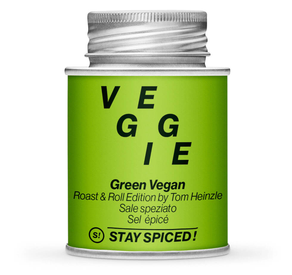 Green Vegan Gewürzsalz - Geschlossene hellgrüne Gewürzdose von STAY SPICED