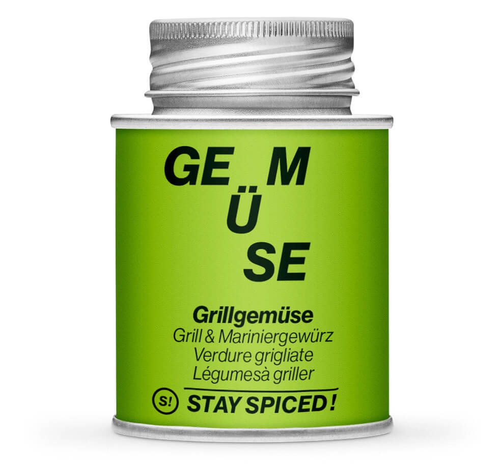Grillgemüse Gewürz - Geschlossene hellgrüne Gewürzdose von STAY SPICED