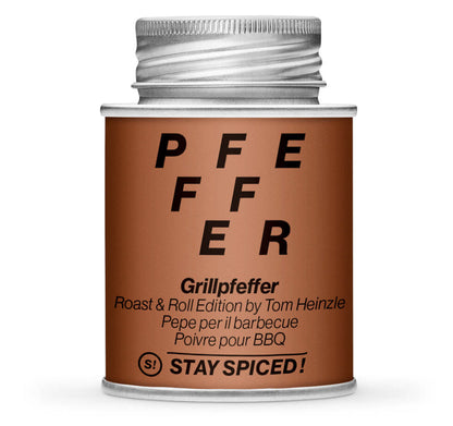 Grillpfeffer Gewürzzubereitung - Geschlossene braune Gewürzdose von STAY SPICED