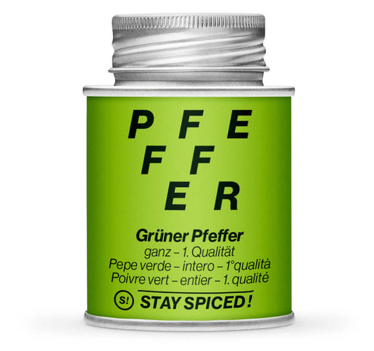 Grüner Pfeffer ganz Malabar - Geschlossene Hellgrün Gewürzdose von STAY SPICED !