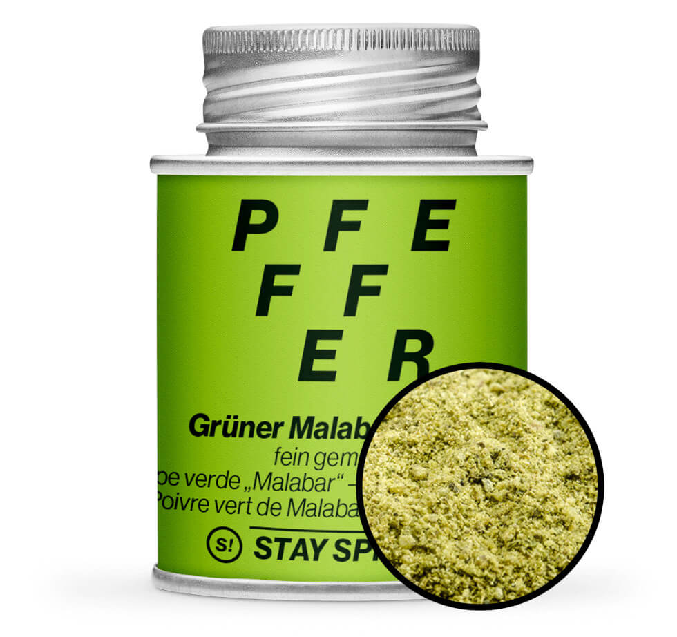 Grüner Pfeffer gemahlen Malabar - Hellgrün Gewürzdose von STAY SPICED ! bei Chefkoch-Gewürze