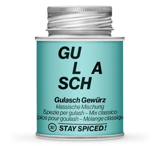 Gulasch Gewürz - Geschlossene hellblaue Gewürzdose von STAY SPICED