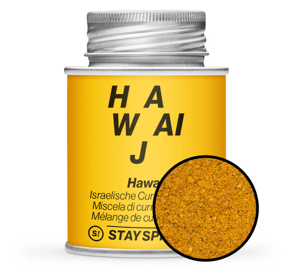 Hawaij - Gelbe Gewürzdose mit kleiner runder Gewürz-Vorschau von STAY SPICED ! bei Chefkoch-Gewürze