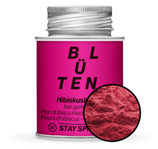 Hibiskus gemahlen - Pinke Gewürzdose mit kleiner runder Gewürz-Vorschau von STAY SPICED ! bei Chefkoch-Gewürze