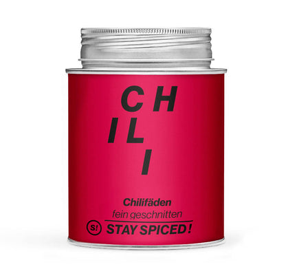 Chilifäden fein geschnitten - Geschlossene Rot Gewürzdose von STAY SPICED