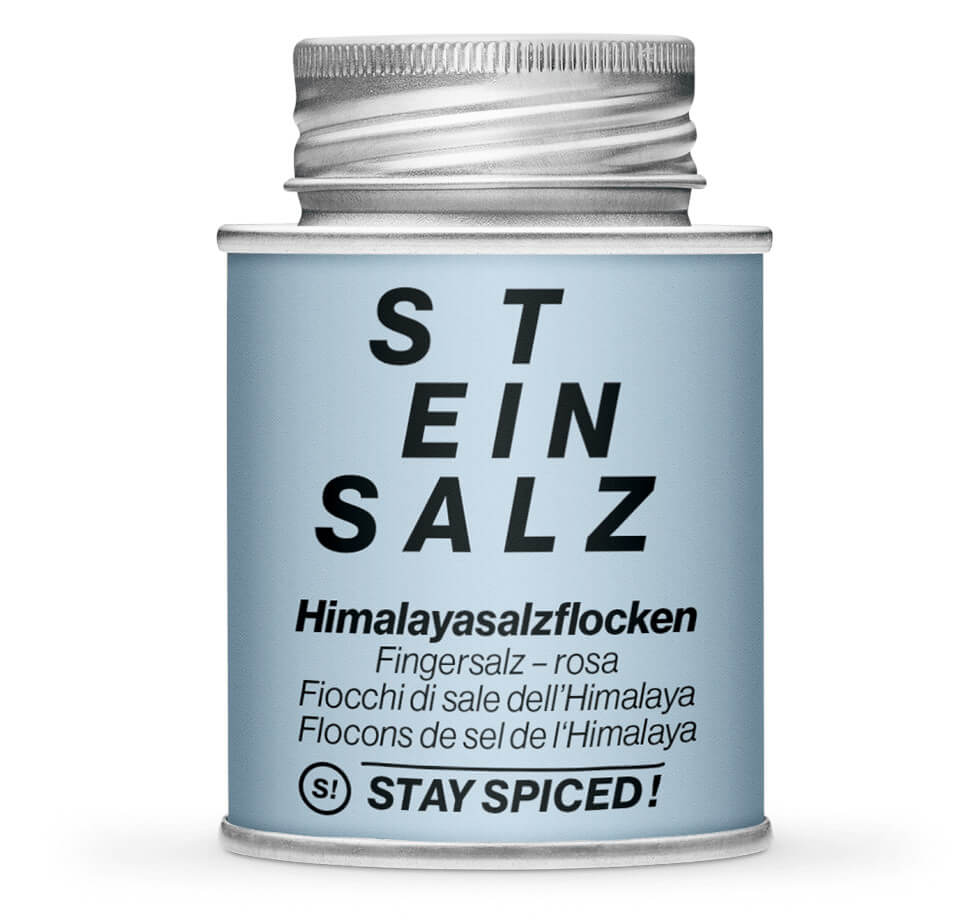 Himalayasalz Flocken Rosa - Geschlossene hellblaue Gewürzdose von STAY SPICED