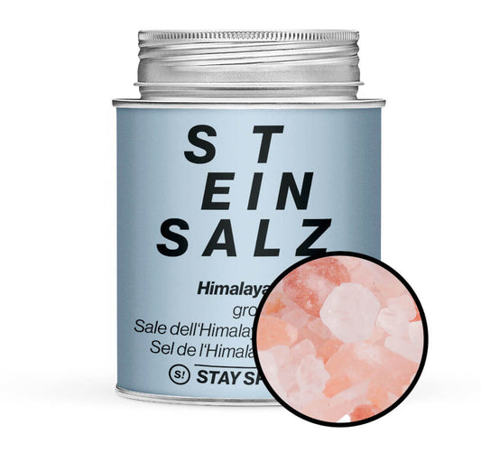 Himalayasalz grob - Hellblaue Gewürzdose mit kleiner runder Gewürz-Vorschau von STAY SPICED! bei Chefkoch-Gewürze
