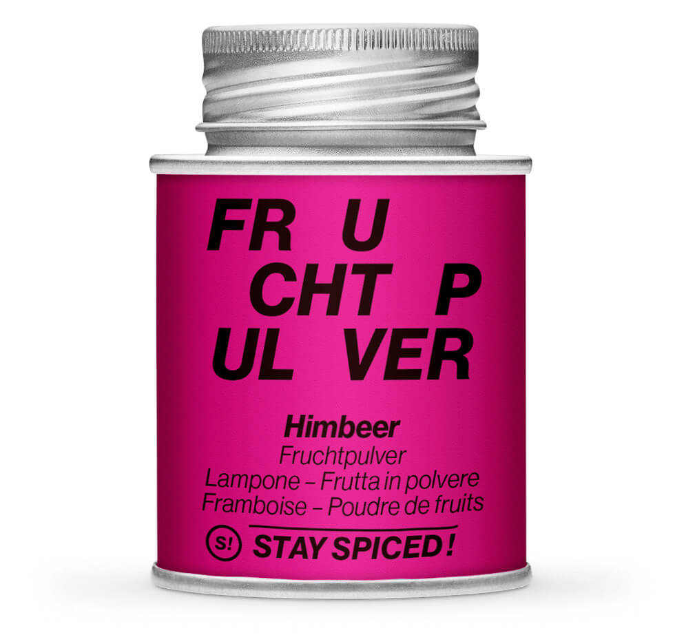 Himbeer Fruchtpulver sprühgetrocknet - Geschlossene pinke Gewürzdose von STAY SPICED