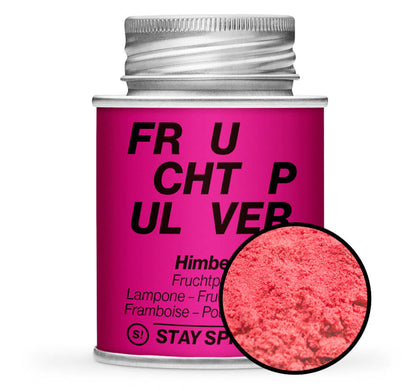 Himbeer Fruchtpulver sprühgetrocknet - Pinke Gewürzdose mit kleiner runder Gewürz-Vorschau von STAY SPICED! bei Chefkoch-Gewürze