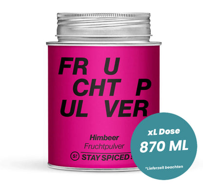 Himbeer Fruchtpulver sprühgetrocknet in der grossen XL-Dose (870ml) von STAY SPICED!