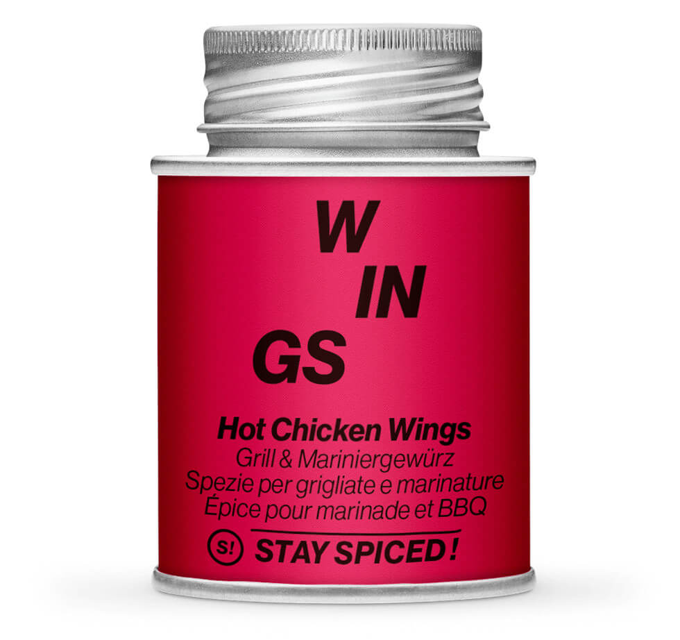 Hot Chicken Wings - Grill & Mariniergewürz - Geschlossene rote Gewürzdose von STAY SPICED