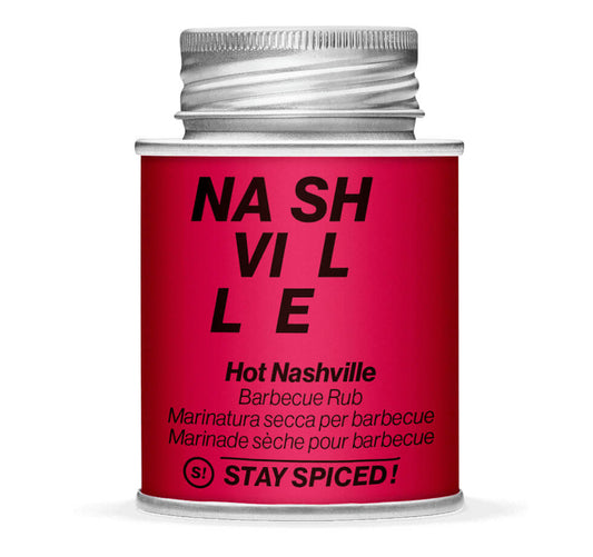 Hot Nashville Barbecue Rub - Geschlossene pinke Gewürzdose von STAY SPICED