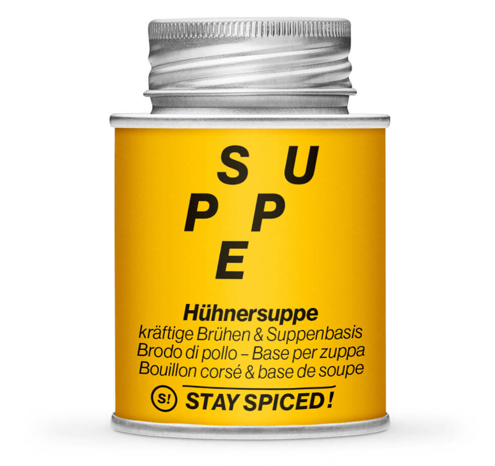 Hühnerbouillon & Hühnersuppe - Geschlossene gelbe Gewürzdose von STAY SPICED