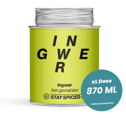 Grosse hellgrüne XL-Dose mit Ingwer gemahlen von STAY SPICED! bei Chefkoch-Gewürze