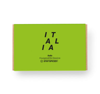 Geschlossene Italia Geschenkbox von STAY SPICED ! als ideales Präsent für Foodies