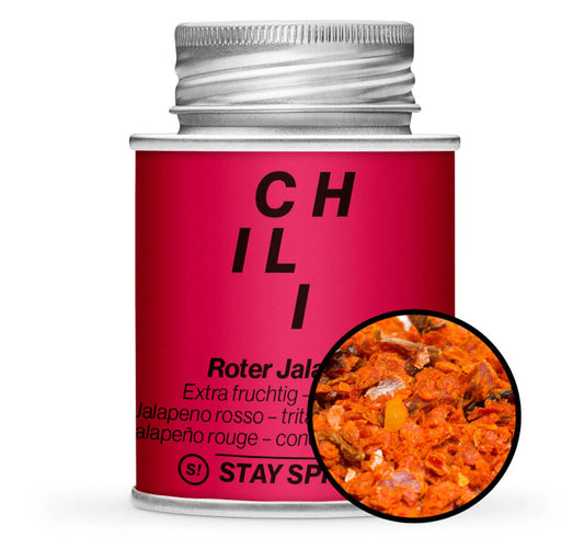 Jalapeno Chili rot geschrotet 3mm - Rot Gewürzdose von STAY SPICED ! bei Chefkoch-Gewürze