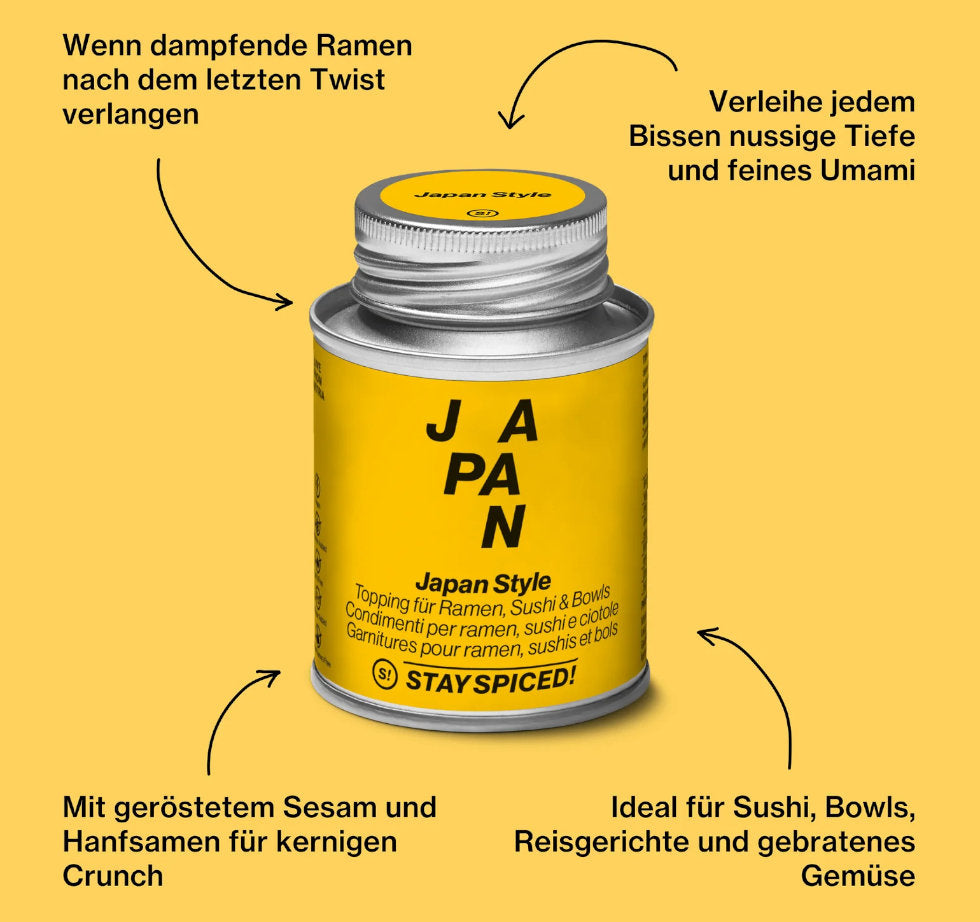 Japan Style Topping - Infografik mit Tipps zur Verwendung für Ramen und Sushi