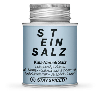 Kala-Namak Salz fein - Geschlossene hellblaue Gewürzdose von STAY SPICED