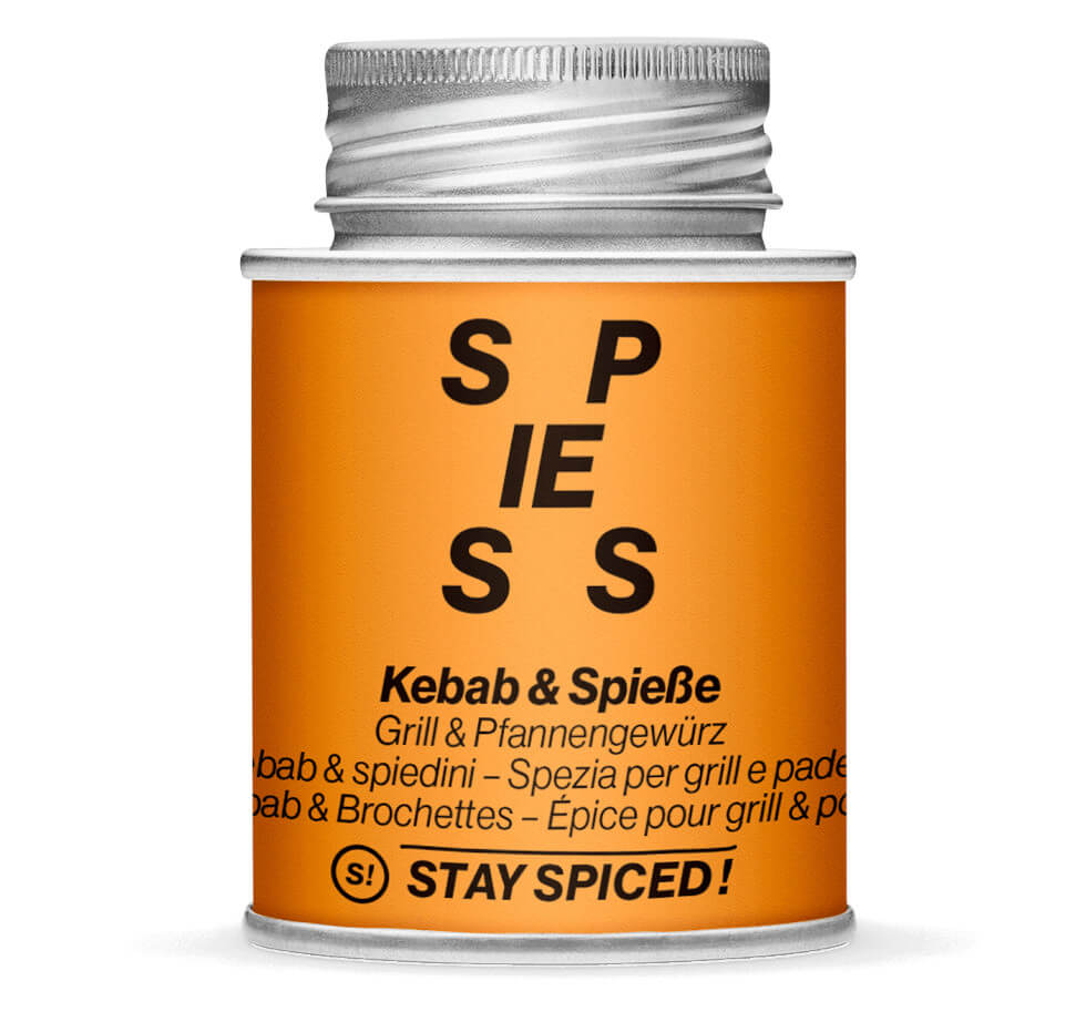 Kebab & Spiesse Fleischgewürz - Geschlossene orange Gewürzdose von STAY SPICED