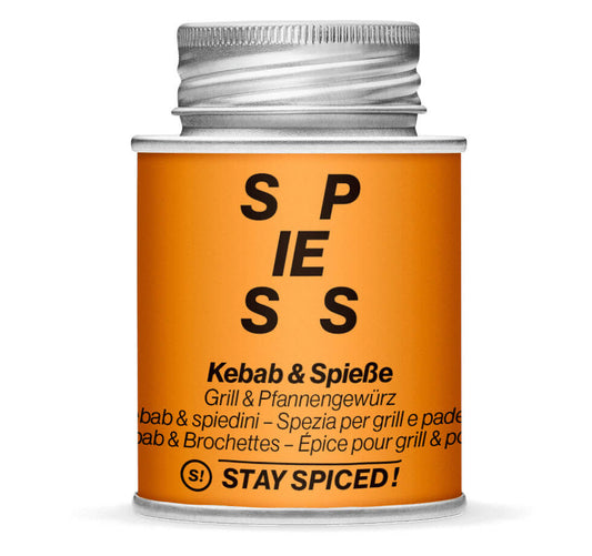 Kebab & Spiesse Fleischgewürz - Geschlossene orange Gewürzdose von STAY SPICED