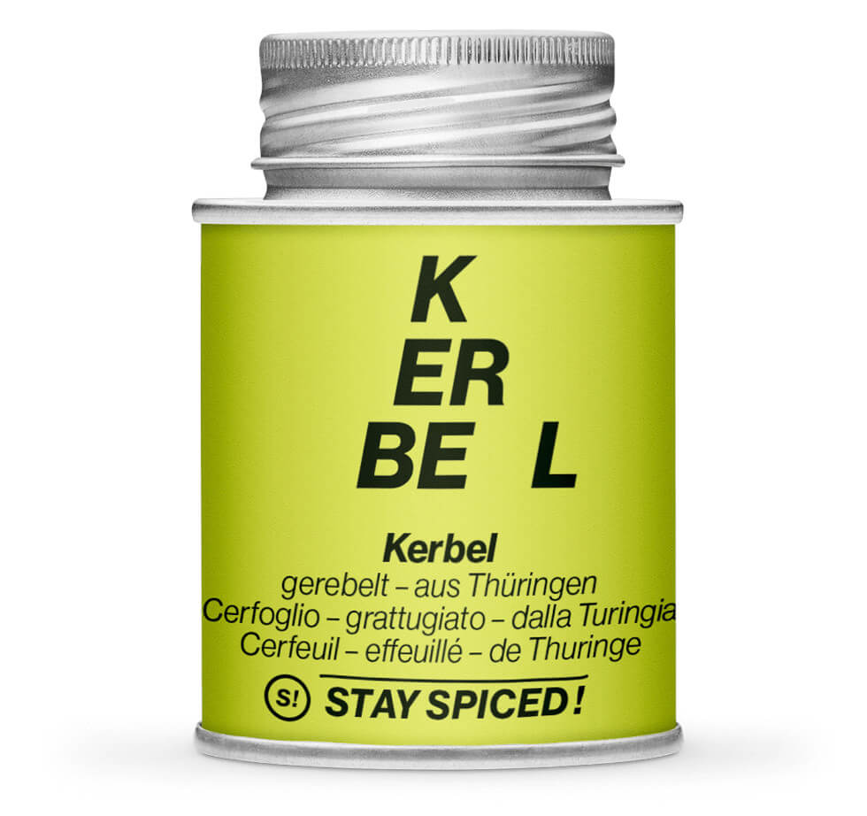 Hellgrüne Gewürzdose mit Kerbel gerebelt von STAY SPICED! bei Chefkoch-Gewürze