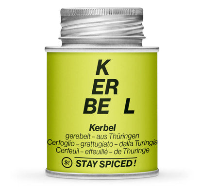 Hellgrüne Gewürzdose mit Kerbel gerebelt von STAY SPICED! bei Chefkoch-Gewürze