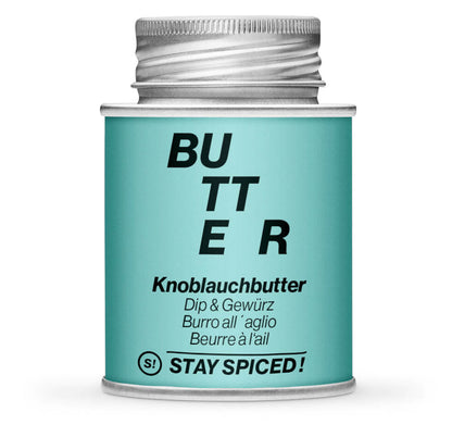 Knoblauchbutter Gewürz - Geschlossene hellblaue Gewürzdose von STAY SPICED