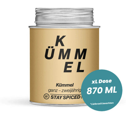 Grosse hellbraune XL-Dose mit Kümmel ganz von STAY SPICED! bei Chefkoch-Gewürze