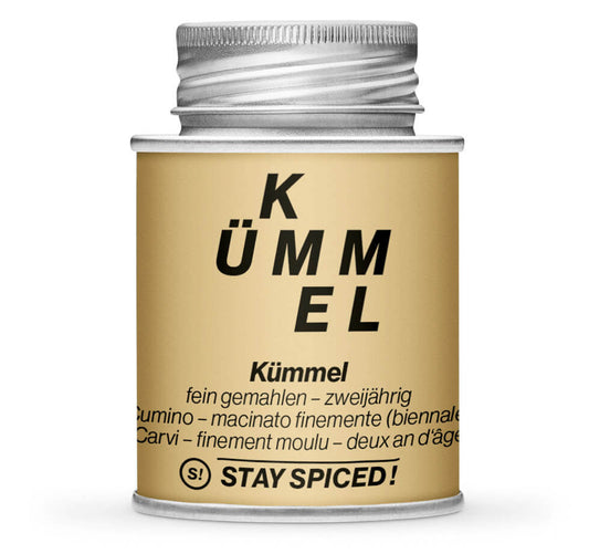 Hellbraune Gewürzdose und Detailansicht von Kümmel gemahlen von STAY SPICED! bei Chefkoch-Gewürze