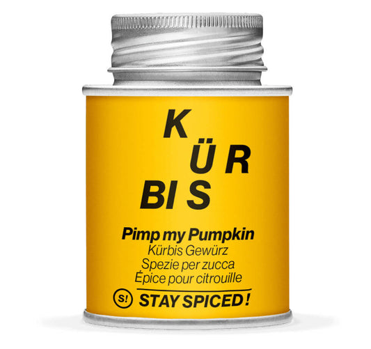 Kürbis Gewürz Pimp my Pumpkin - Geschlossene gelbe Gewürzdose von STAY SPICED!